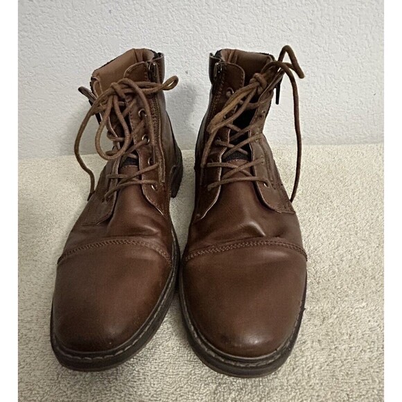 Steve Madden Men\'s Size 10 M-trader Cognac Lace-up and Side Zipper Combat Boots main image 14